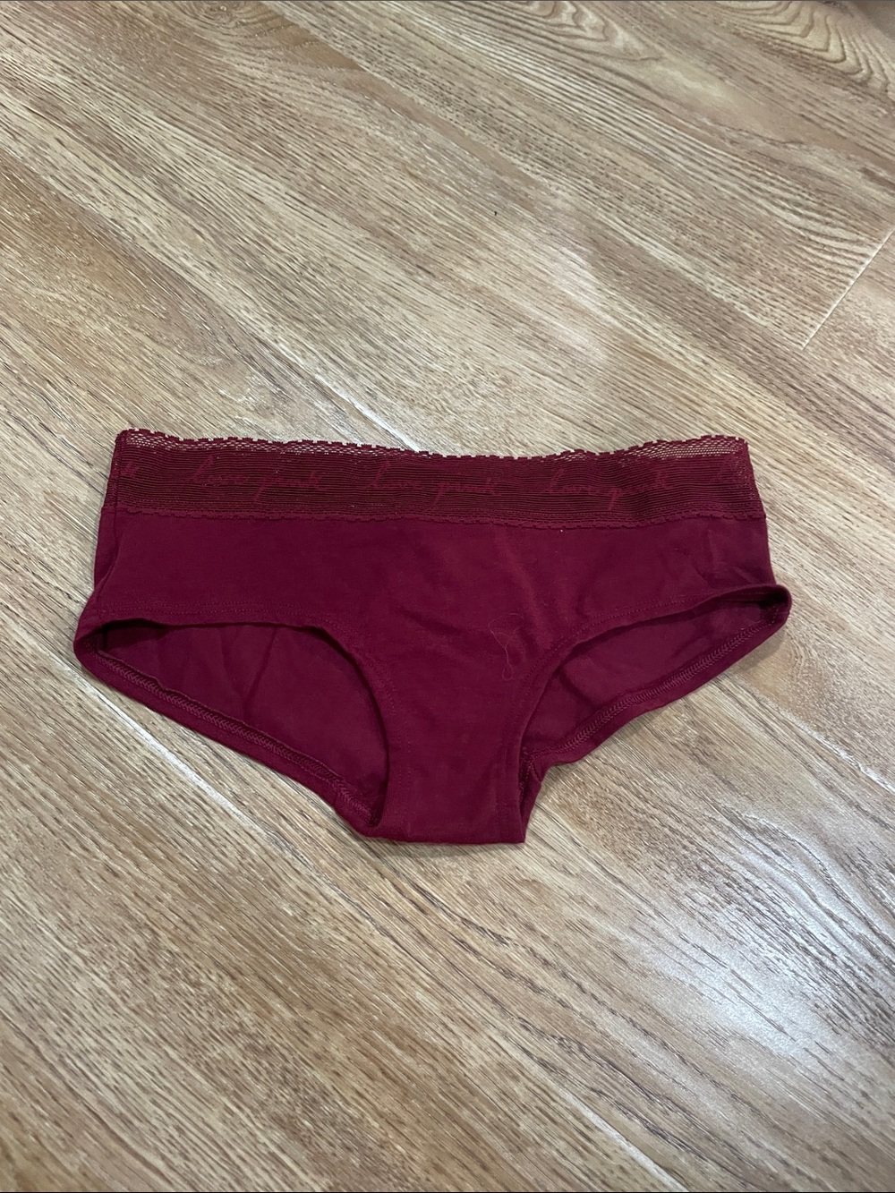 Victoria's Secret Burgundy Lace-Trim Hipster Briefs